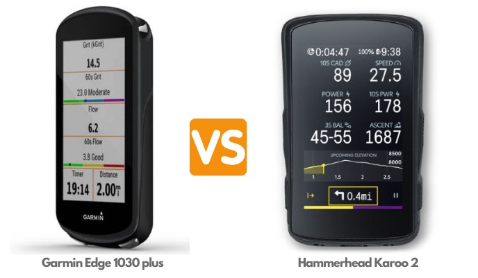 Garmin Edge 1030 plus vs Hammerhead Karoo 2