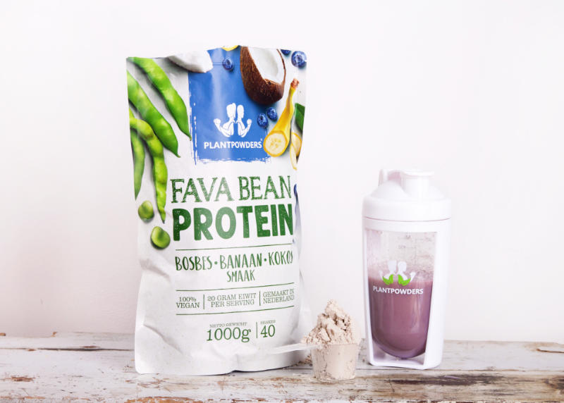 Plantpowders fava Bean Protein bosbes